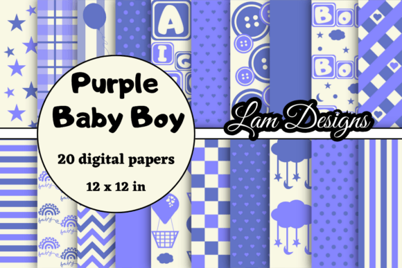 Purple Baby Boy Digital Papers