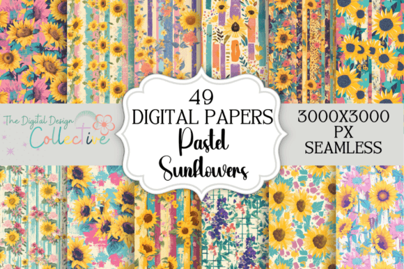 Seamless Pastel Sunflower Patterns