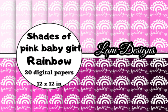 Shades of Pink Baby Girl Rainbow Papers