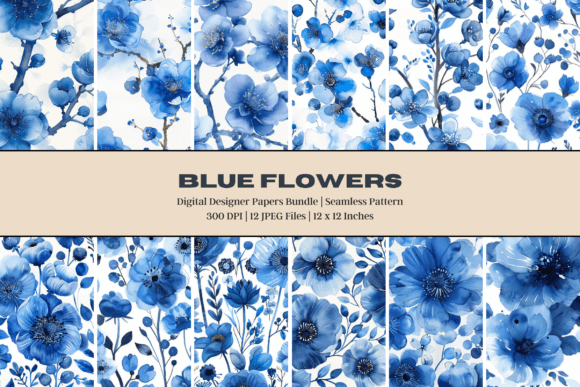 Watercolor Blue Flowers Digital Paper: A Versatile Asset for Creative Projects